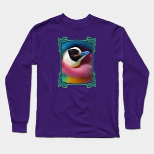 Funky rainbow penguin bird lover bright graphic Long Sleeve T-Shirt